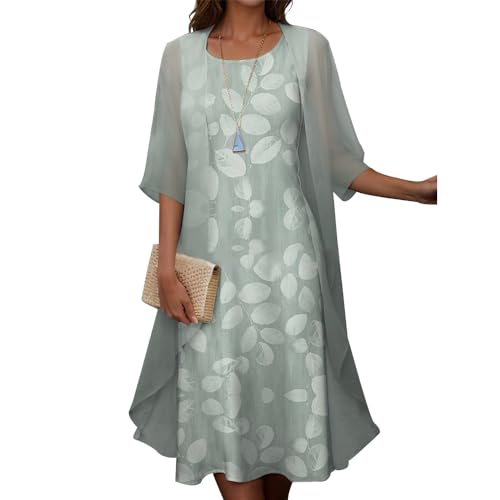 ZOCAVIA Women's 2 Piece Floral Dress Set Elegant Flowy Wedding Guest Dresses Plus Size Chiffon Maxi Dress with Long Jacket