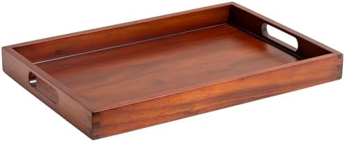 Acacia Wood Serving Tray with Handles, 17.5x1...
