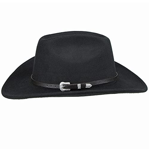 Cxqrr Classic Black Western Felt Roll Up Brim Cowboy And Cowgirl Hat For Women And Men thumb #2