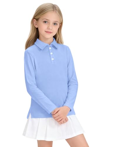 Image of Girls Uniform Shirts Long Sleeve Polo Shirt for Girls