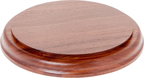 Plymor Solid Walnut Round Wood Display Base with Ogee Edge, 6.25" W x 6.25" D x 0.75" H
