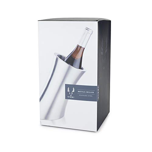 Viski Convex Wine Chiller, Double Walled Insulated Wine Bottle Holder, Stainless Steel Wine Accessory #TOP5