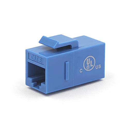 VCE 12-Pack RJ45 CAT6 Female to Female Keystone Coupler, Inline UTP Keystone Coupler for Cat6 Cat5 Cables, Blue