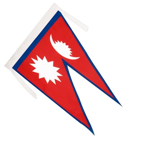 AZ FLAG - Nepal Flag - 18'' x 12'' - 100% Polyester Nepalese Small Banner with Two Cords - Fade Resistant - Vivid Colors - 18x12 in - 45x30 Cm
