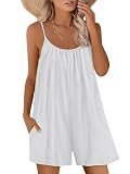 AUTOMET Rompers For Women Vacation Beach Summer Shorts Jumpsuits Overalls 2026 Trendy Dress Fashion Spring Break Outfits White S