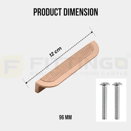 Image of VEZEL Aluminium Wardrobe Handle - Modern Cabinet Pull for Wardrobe, Drawer & Cabinets Furniture, PVD Rose Gold, 96mm - Pack of 1-| 3 Years Warranty |