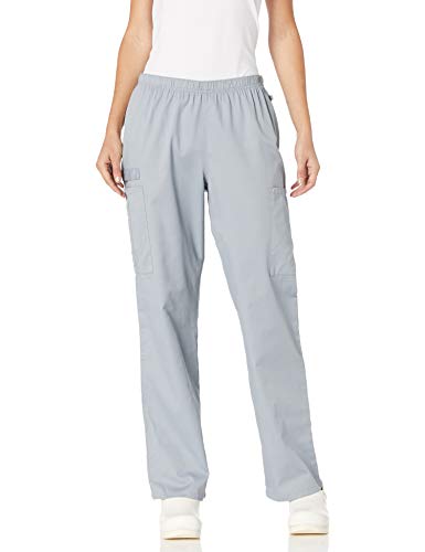 Cherokee Women's Ww Flex W Certainty Midrise Straight Leg Elastic Waist Pant, Grey, Small