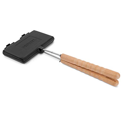 Waffeleisen mit KURZEM Stiel für Gas oder Holzkohlegrills Gusseisen klein