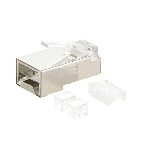 CableCreation 50-Pack Cat 6A RJ45 Modular Plug (Three-Piece Suit), Shielded FTP Network Connector for Solid Wire and Standard Cable