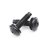 Evecad 12-24 Rack Screws, Cage Mount Screws with Nylon Rack Washers for Music Studio/Network/Cabinet, Black, 50 PCS