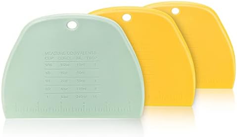 COLGRE Dough Scraper Bench Scraper for Baking,3 Pieces Food Safe Plastic Dough/Cake/Bread/Pizza Cutter for Kitchen tools,Yellow-Yellow-Green…