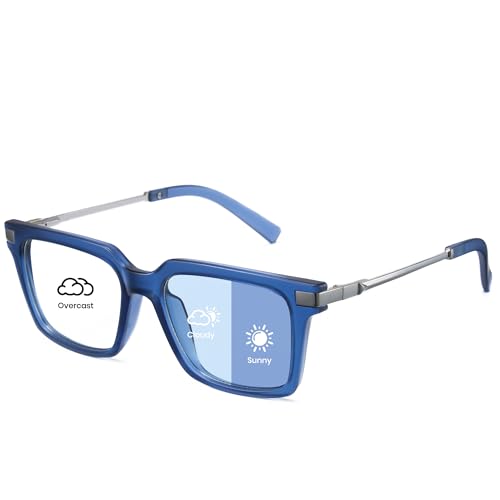 Cyxus Gafas fotocromáticas para hombre y mujer con protección UV y bloqueo de luz azul 8325, Transparente A Azul, M