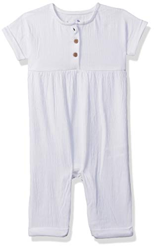 Image of miniklub Baby Round Neck Short Sleeve Knitted Cotton Romper (White Color)