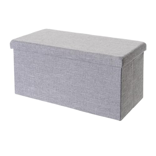 LOLAhome | Puff Almacenaje | Baúl Dormitorio o Habitación | Taburete Reposapies Salón Recibidor | Banco con Asiento |Gris De 76x38c38 Cm