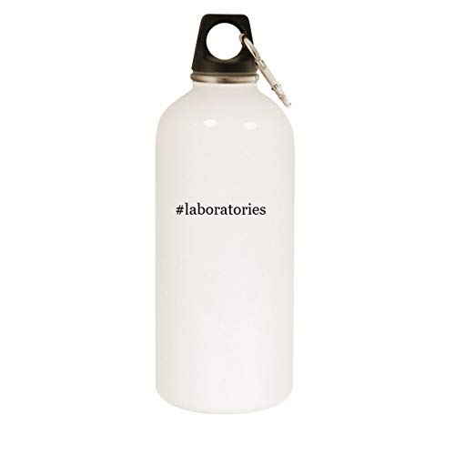 #laboratories - 20oz Hashtag Stainless Steel White Water Bottle with Carabiner, White