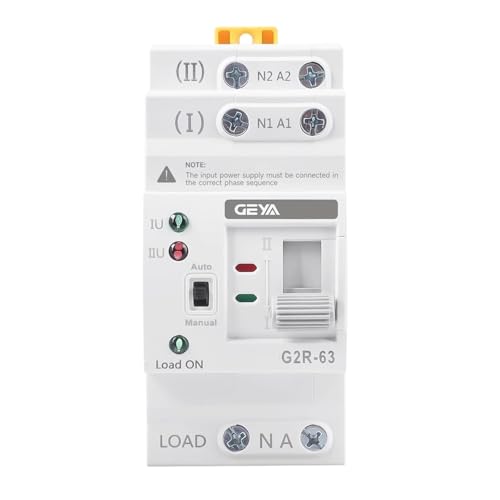 GEYA Mini ATS Dual Power Automatic/Manual Transfer Switch, Over & Under Voltage Protection Solar...