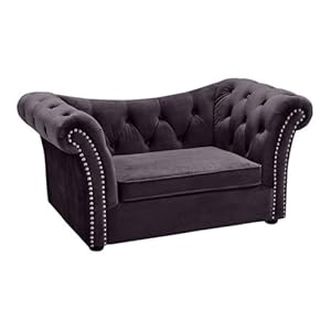 TOV Furniture The Dachshund Collection Waterproof Velvet Upholstered Handmade Sofa Pet Dog Bed, Gray TOV Furniture The Dachshund Collection Waterproof Velvet Upholstered Handmade Sofa Pet Dog Bed Gray