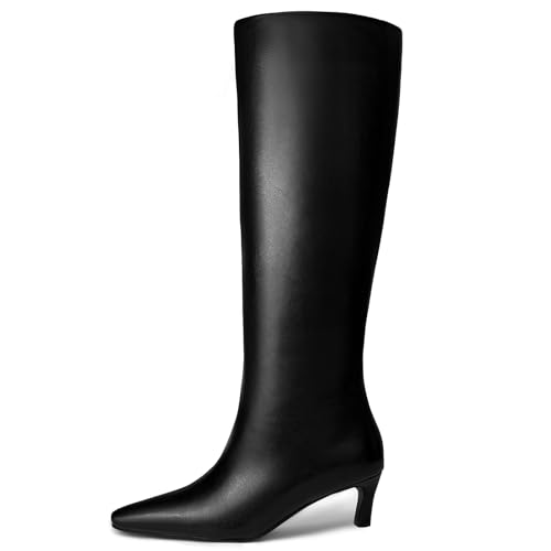 Knee High Boots Women Pointed Square Toe Tall Boots low kitten Heel Long boots