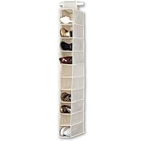 BINO 10-Shelf Shoe Closet Organizer - Beige | Closet Hanging Organizer | Hanging Shoe Rack Storage & Organizer for Bedroom | Hanging Shelves | Portable Closets for Hanging Shoes | Room Essentials