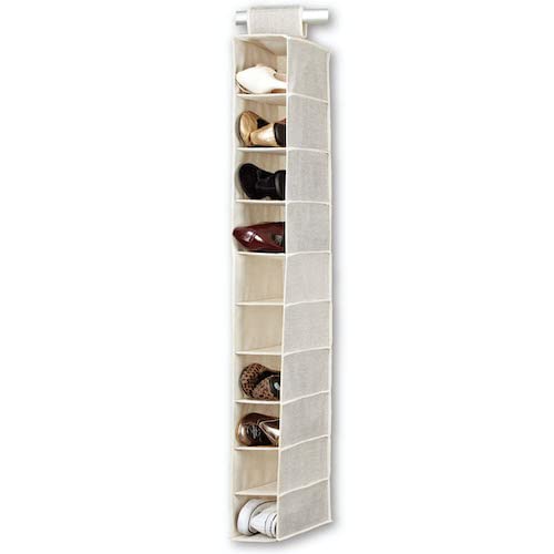 BINO 10-Shelf Hanging Shoe Closet Organizer Beige