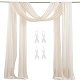 Hochzeitsbogen Vorhänge Hintergrund, 2pcs 75*600cm Voile Vorhang Chiffon Drapierung, Querbehang Tüll Draperie für Gestaltung der Hochzeitslocation, Hochzeitsbogen Dekor Kulissenvorhänge (Weiß)