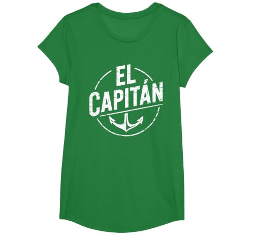 El Capitan Shirt Men Women Anchor Boat Captain Funny Boating T-Shirt, Girls, Kelly Green, Medium