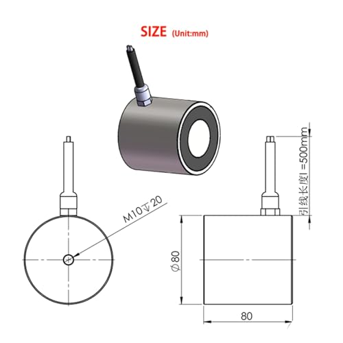 Électro-aimant de maintien H8080 24V force 300kg levage haute précision