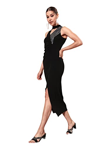 Image of Miss Chase Women's Sleeveless Collared Bodycon Above-Knee Polyester Dress