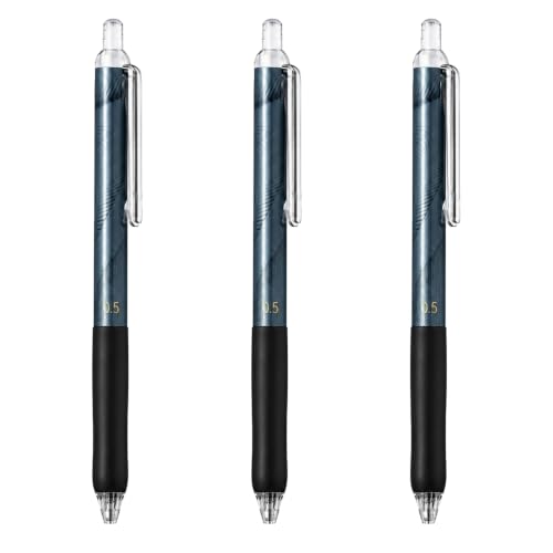 Molythrix - Bolígrafo de gel (0,5 mm, ultrafino, 3 unidades, tinta neutra de secado rápido, pigmentado, bolígrafo negro ergonómico para oficina, escuela y toma de notas diarias