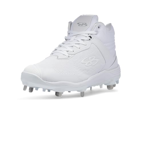 Boombah Viper Pro Women's Metal Cleat Mid - Pitching Toe White/White - Size 7.5