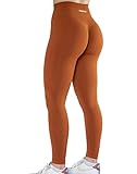 AUROLA Seamless Scrunch Tights Tummy Control Gym Fitness Yoga Pants Girl Sport Active Workout Leggings for Women (M, Gold Fire)