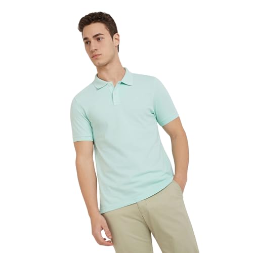 Image of Parx Men Regular Fit Solid Pattern Cotton Polyester Blend Half Sleeve Polo Neck Casual T-Shirt