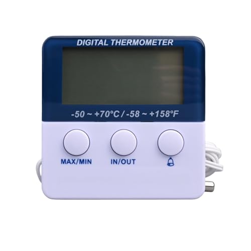 Opatiny Termómetro digital para nevera con alarma de monitoreo y temperatura máxima y mínima para seguridad alimentaria