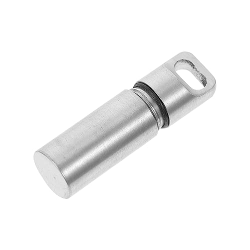 Healeved 2 Piezas Almacén Hermético Al Aire Libre Cámping Impermeable Recipiente a Prueba De Agua Envase Caja De Almacenamiento Caso Tanque Frasco Caja De Capsulas Acero Inoxidable Silver