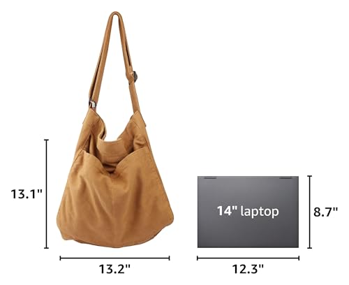 Image of Canvas Hobo Crossbody Shoulder Tote Bag for Women and Men W /Multi-pocket Casual Purse Messenger Bags Travel Work