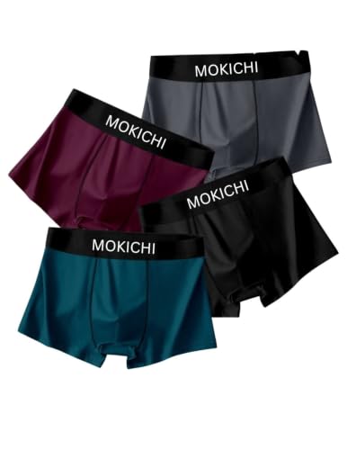 Image of Men's Premium Ice Silk Boxer Briefs for Men | Ultra Soft, Breathable, Stretchable, Moisture-Wicking Trunks | Comfortable Mid-Rise Innerwear with Elastic Waistband Pack of 4