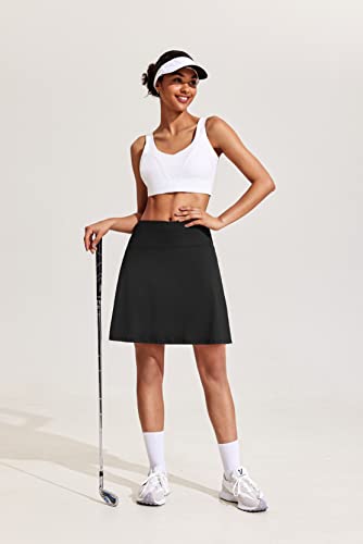 COOrun 18" Tennis Skirt Knee Length High Waist Skorts Skirts for Women Golf Pleated Built-in Shorts Skirts with Pockets2