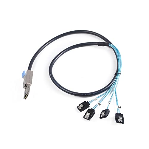 Mini Sas 26P Sff 8088 Male To 4 Sata 4Pin Female 1M 3.3Ftcable With Latch,Mini Sas Host/Controller To 4 Sata Target/Backplane #TOP1