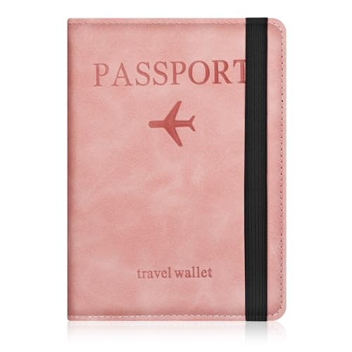 AOOSU Funda Pasaporte, Porta Pasaporte con Bloqueo RFID, Cuero de PU Porta Documentos Viaje Impermeable Resistente Desgaste para Pasaportes Tarjetas Crédito Funda Tarjeta Identific (Naranja)