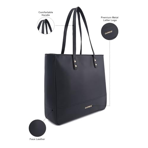 Image of Caprese Mcree 16 Inch Laptop Compatible Tote Bag for Women with Multiple Pockets | Stylish Handbag with Specious Compartment & Back Zipper Pocket | Ideal for Work Everyday Outings & Travel