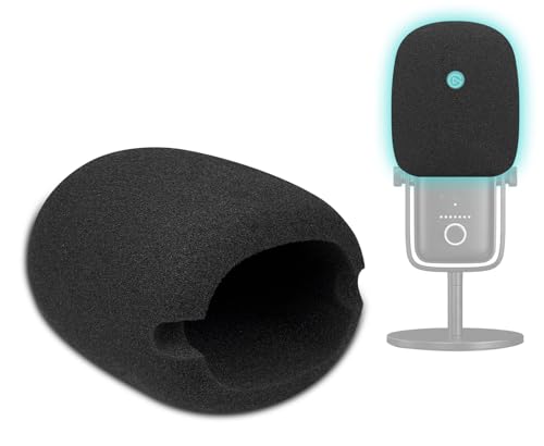 SOULWIT 2Pcs Microphones Pop Filter for Elgato Wave:3(Wave3), Protective Mic Cover Windscreen Foam - Black