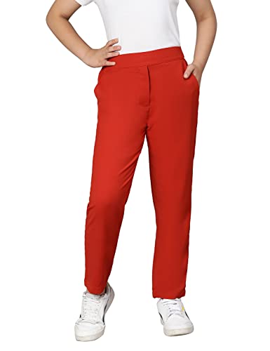 Image of oxolloxo Girls Regular Fit Polyester Solid Casual Pant
