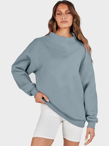 Image of ANRABESS Womens Oversized Sweatshirts Mock Neck Pullover