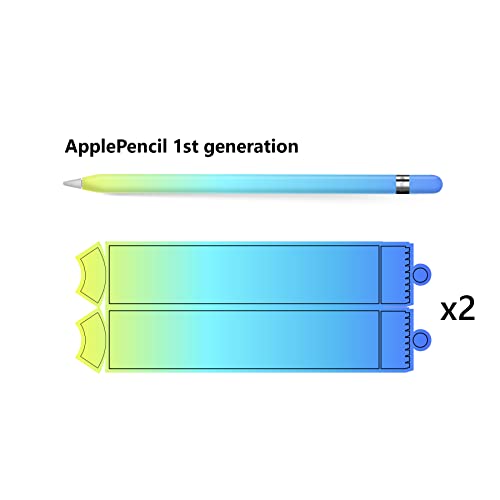 Image of TACKY DESIGN Gradient Color Skin Compatible with Apple Pencil Skin- Vinyl 3m, Classic Color Blocking Pencil Sticker, Apple Pencil Cover Full wrap (1st Generation, Blue Green Yellow)