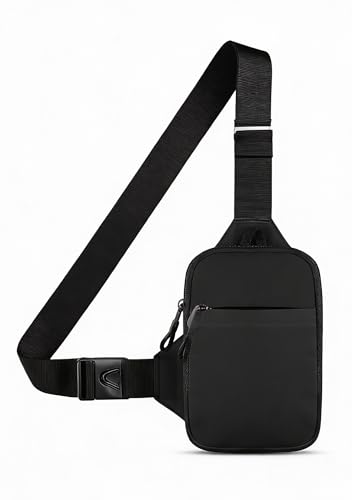Casecret Umhängetasche Herren Damen Schultertasche Crossbody Bag Sling Chest Klein Handytasche zum Umhängen mit Geldbörse Tasche Wasserdicht Brusttasche Outdoor für iPhone Samsung Bis zu 7.5" Schwarz