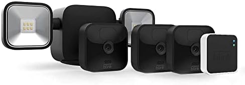 Blink Floodlight camera - Wireless smart security Outdoor camera (3rd Gen) + LED mount, two-year battery, motion detection - 3 camera system (Black)