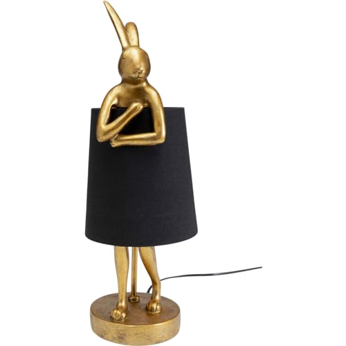 Kare Design lampada da tavolo Animal Rabbit, oro/nero, 50 cm motivo coniglio, stile glam, per decorazione, comodino, scrivania, luce indiretta, plafone di lino, lampadina non inclusa