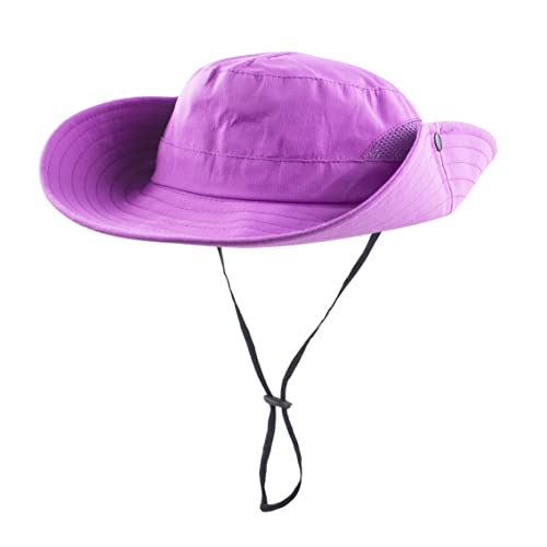 Mukeyo Toddle Child Kids Girl Summer Sun Hat Wide Brim Uv Protection Hats Foldable Ponytail Bucket Cap For Beach Fishing Pure Purple #TOP1