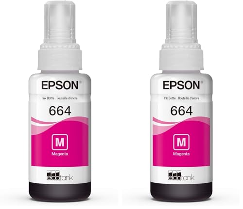 Image of Epson 664 EcoTank Ink Ultra-high Capacity Bottle Magenta (T664320-S) Works with EcoTank ET-2500, ET-2550, ET-4500, ET-4550, ET-2600, ET-2650, ET-3600, ET-16500 (Pack of 2)