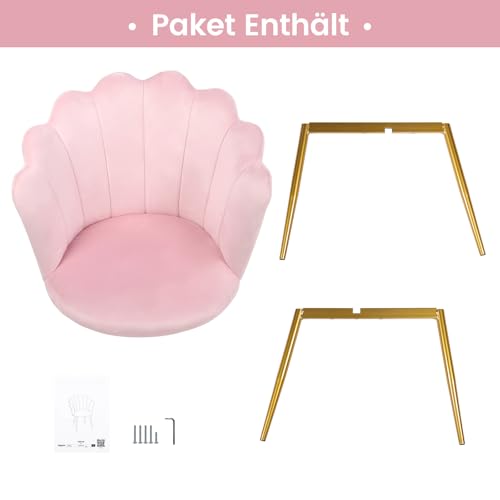 Chaise Coiffeuse Velours Rose Pieds Dorés Luxstein